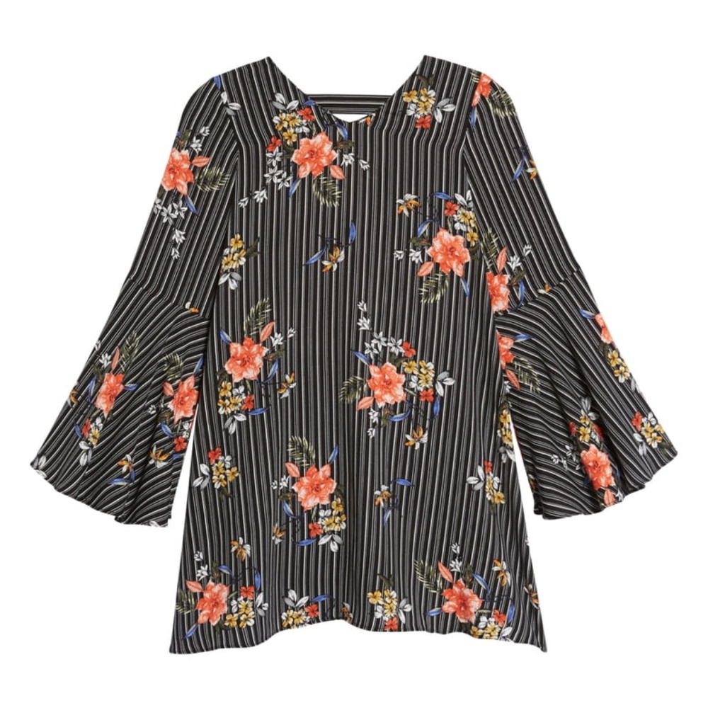 Soprano Print Bell Sleeve Shift Dress